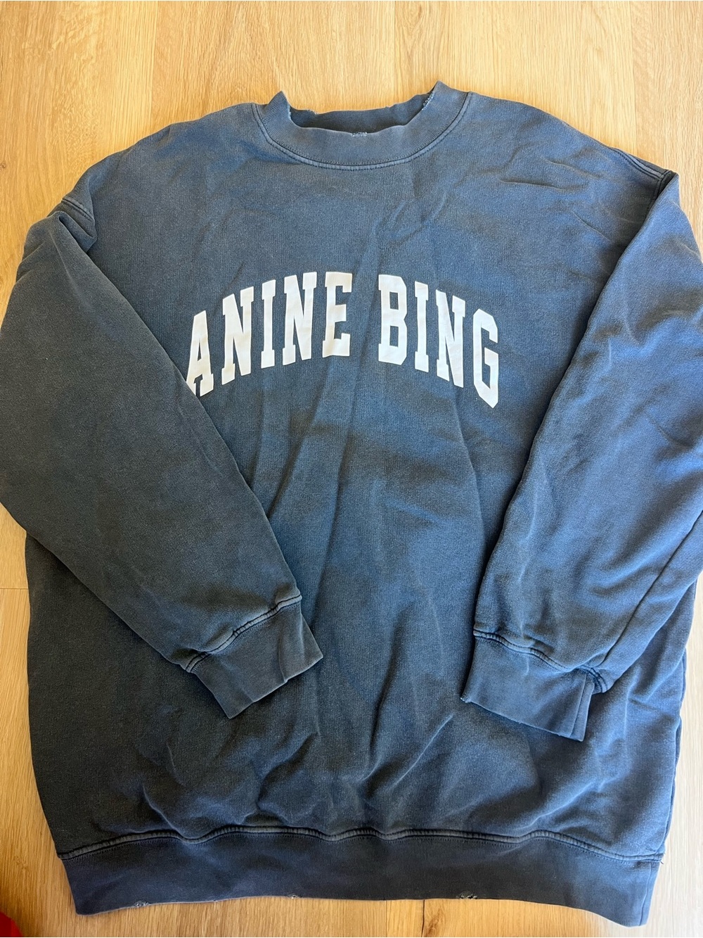 Anine Bing Black Crewneck Sweatshirt with White Logo